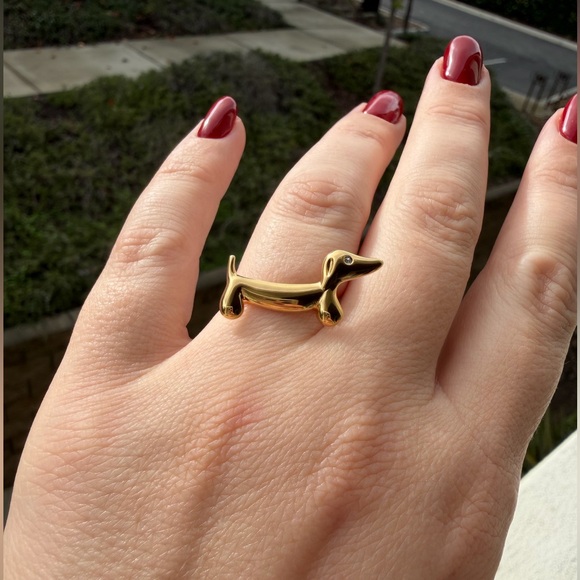 Gold Cute Dog Ring Adjustable Size - Picture 3 of 4